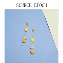 SOURCE EPOCH geometric collage round woody ancient wind long style Creative 100 Hitch Pendant Earrings