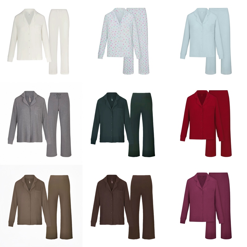 No Returns or Exchanges Xxs-4Xl Skims Soft Lounge Long-Sleeve Long-Pants Pajama Set Ribbed Modal