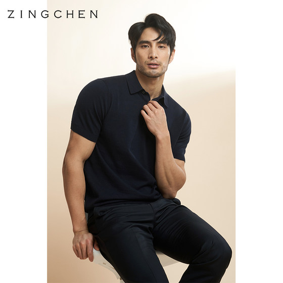 ZINGCHEN men's knitted short-sleeved Polo shirt men's lapel short-sleeved T-shirt