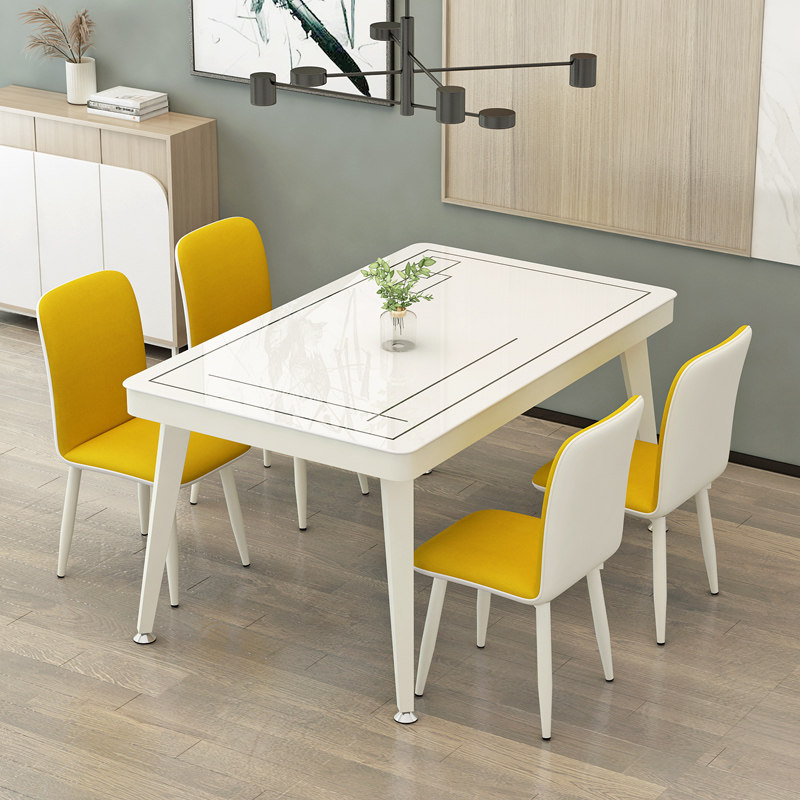 Tempered Glass Dining Table And Chairs Set Up House With Small Family Dining Table Modern Brief About 4 People 6 People Rectangular Dining Table