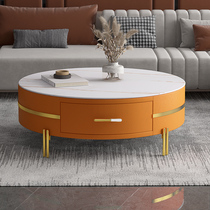 Italian rock board tea table Nordic round size apartment light luxury modern simple storage tea table