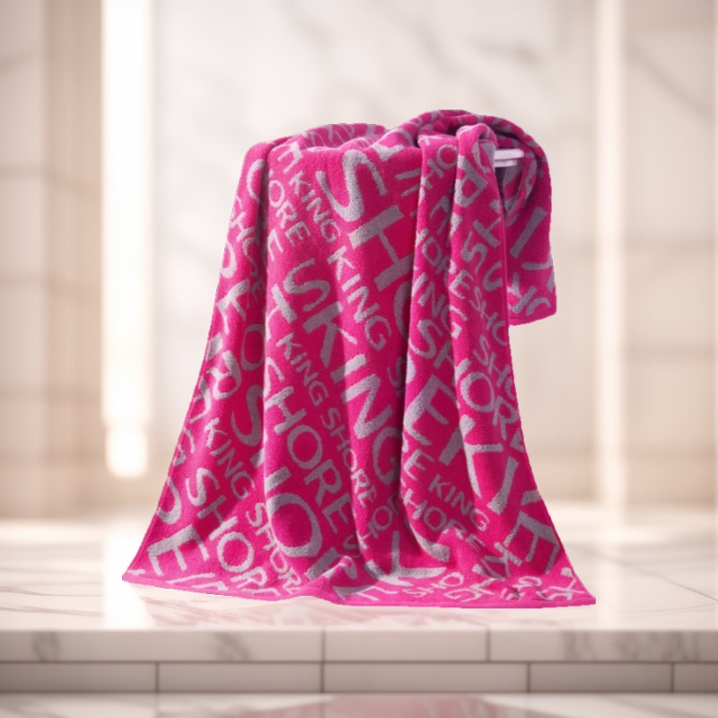 Gold Brand Pure Cotton Thickened Jacquard Bath Towel, Front Brushed and Back Terry, Soft, Comfortable, Absorbent, Letter Ga3474W