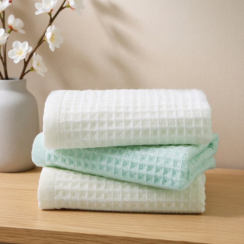 Gold 4A Grade Antibacterial Thin Towel, All-Cotton Household Face Towel, Medium Towel, Couple Style, Waffle Face Towel Kj1003