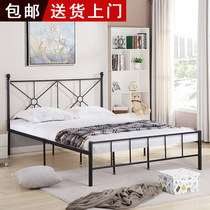 European Wrought iron bed Double bed Loft elevated bed 1 5 meters 1 8 meters Student dormitory ins Iron frame bed shelf bed