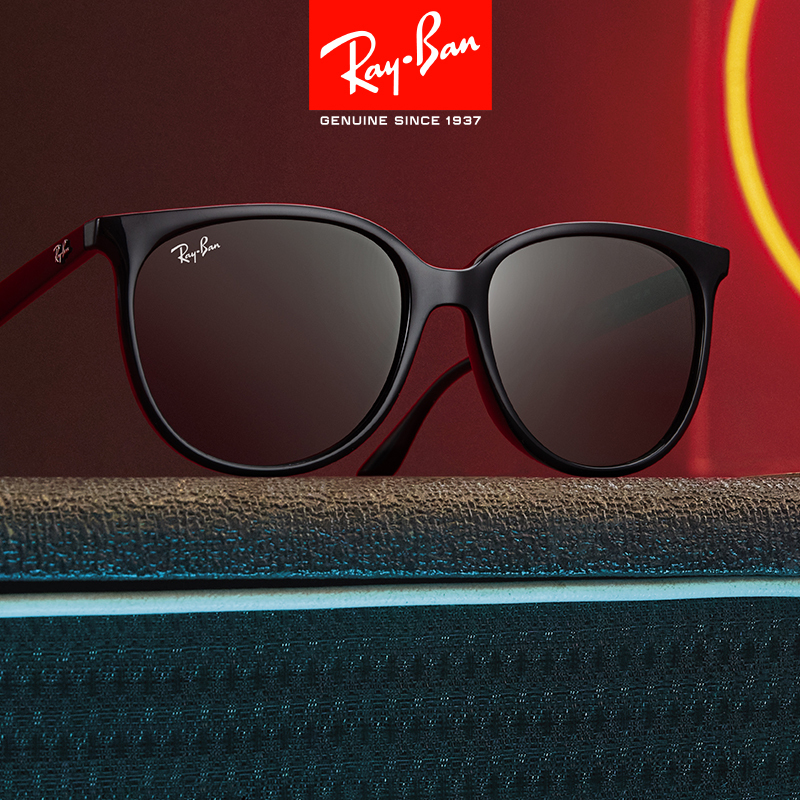 Rayban Sunglasses for Men and Women, Fashionable and Versatile, Round Frame, Face-Slimming, Acetate, Driving Sunshade Sunglasses Rb4378