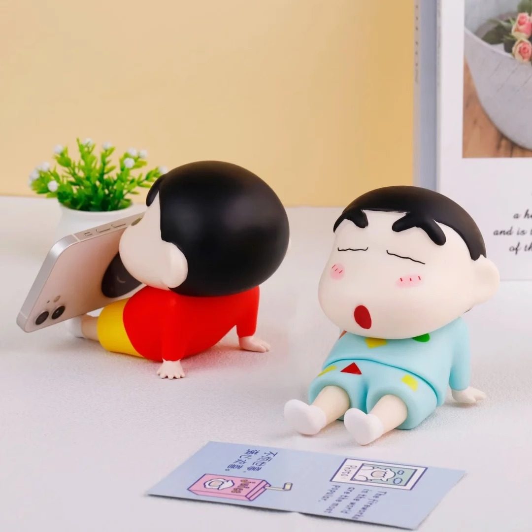 Crayon Shin-Chan Phone Stand Lazy Phone Holder 2024 New Cute Desktop Ornament Figurine Model Trendy Gift for Friends Fun Personalized Creative Desktop Decoration Ornament