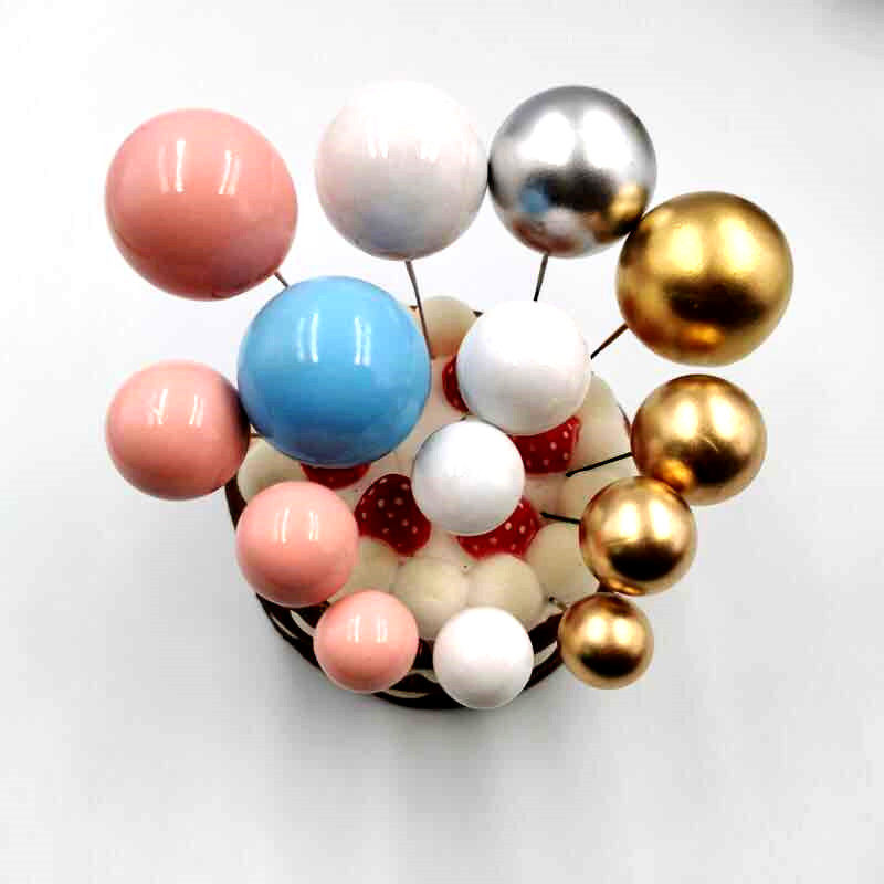 Cake decoration plug-in ball ball gold silver ball 2cm3cm ornaments baking ball insert cold wind