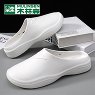 dép đầu bếp không quai Dép Nam Mulinsen Mùa Hè Phong Cách Mới Áo Khoác Ngoài Lười Một Chân Chống Trơn Trượt Chống Mòn Đầu Bếp Giày Bao Đầu Nửa Dép dép đi trong bếp dép bếp