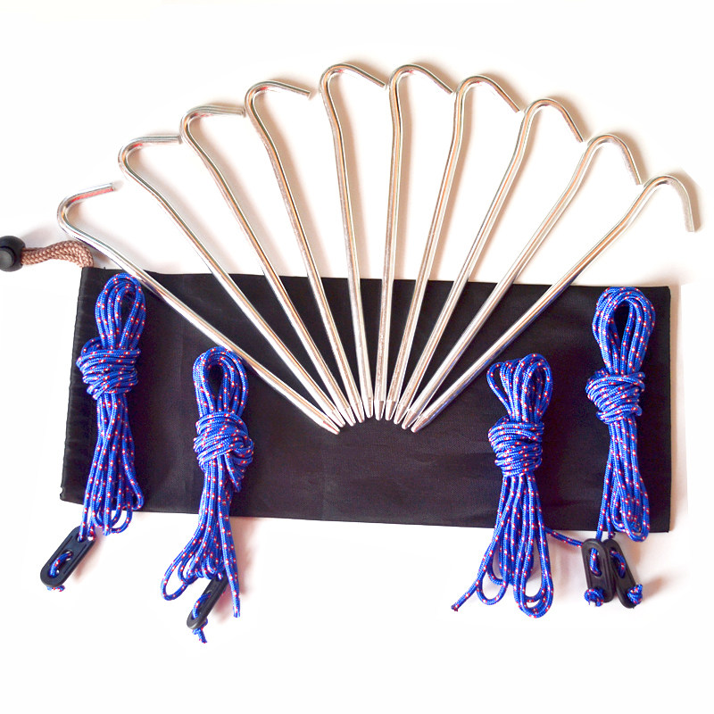 Outdoor Tent Accessories Ground Nails Windproof Rope Hammers Aluminum Alloy Cylindrical Nails Sturdy Light Pull Rope Fixed Field