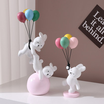 Creative bunny ornaments wine cabinet bookshelf decoration home living room childrens room cute accessories housewarming gift