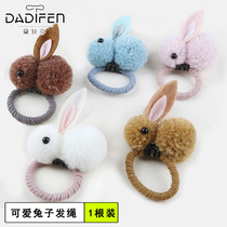 Childrens hair ball Rabbit hair rope cartoon head rope Korean cute plush tie hair band leather sleeve Hair circle hair ornaments female