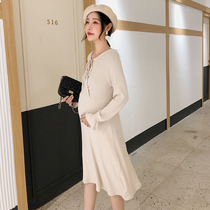 Maternity dress Spring 2020 Korean version of hot mom mid-length base dress Spring tide mom nursing dual-use knitted skirt