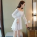 Váy trễ vai gợi cảm 2019 xuân mới lệch eo eo một váy váy thời trang hộp đêm dài tay nữ - A-Line Váy váy chữ a công sở A-Line Váy