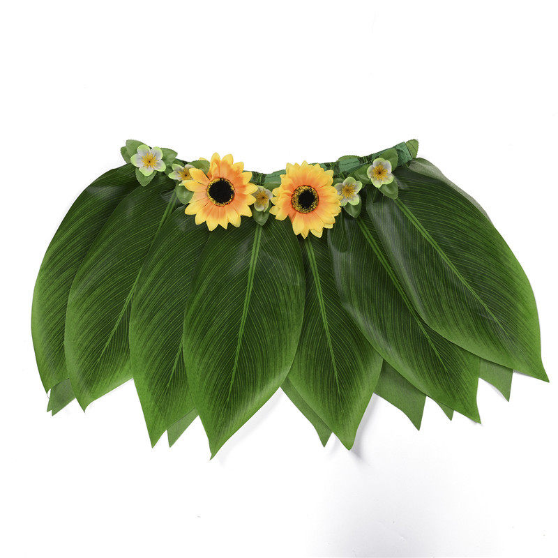 Beach BBQ Party Hot Dance Mock Leaf Skirt Kids Hawaiian Dance Skirt Green Mock Leaf Show