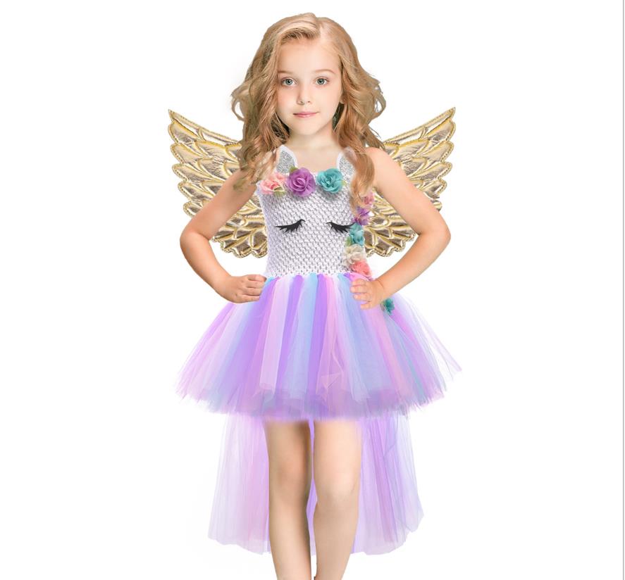 Unicorn Princess Dress Girls Dress Children's Mesh Tutu Dress Dress Wings Hair band unicorn