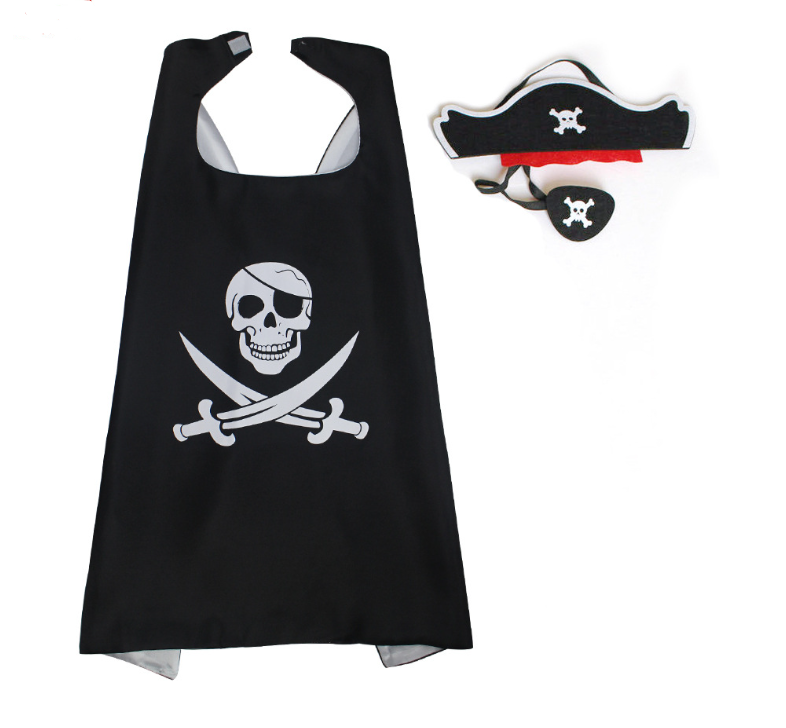 Children's black performance costume Pirate cloak mask eye mask Halloween catwalk costume pirate cos
