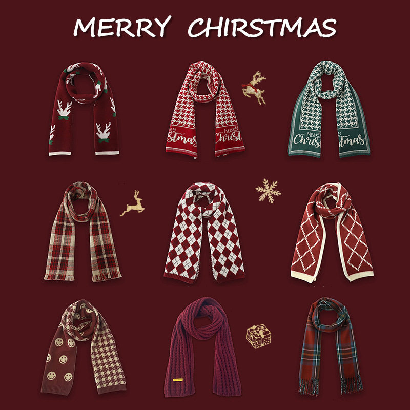 New Year's red Christmas gift new imitation cashmere scarf women's winter shawl thickened trendy all-match scarf ins
