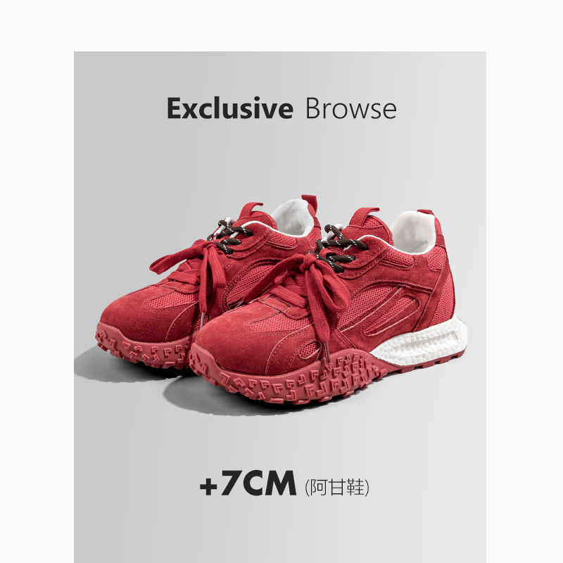 Women's Genuine Leather Shoes with 7cm Hidden Height Increase for Petite Individuals, Available on Amazon, Temu, Japan, Korea, Taiwan, Tk