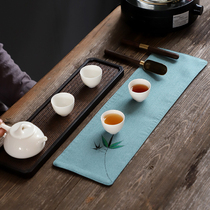 Hand-painted small tea mat linen Chinese Zen tea set accessories fabric Cotton linen table flag tea flag waterproof tea pad cloth