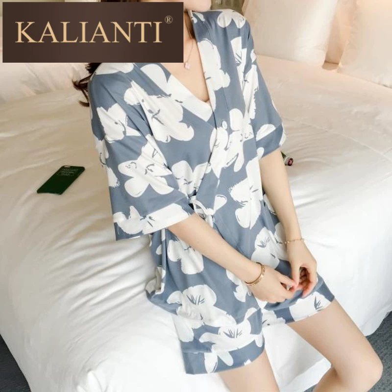Bộ đồ ngủ ngắn tay cho bà bầu quần áo phụ nữ mang thai cho con bú quần áo sau sinh cho con bú đi chơi mùa xuân và mùa hè bộ đồ phục vụ tại nhà phần mỏng - Giải trí mặc / Mum mặc
