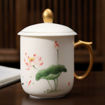 DeHua white porcelain water cup pure hand-painted ceramic gifts home office gifts personal cup large capacity tea cup word