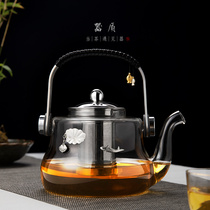 Silver-inlaid glass kettle filter tea cooker bubble tea pot Puer tea set set large capacity household electric pottery stove