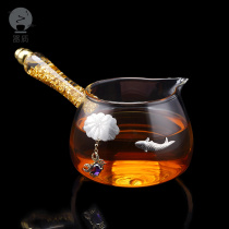 Silver-inlaid glass Road Cup transparent heat-resistant high temperature glass pot tea divider kung fu tea set public cup tea leak set