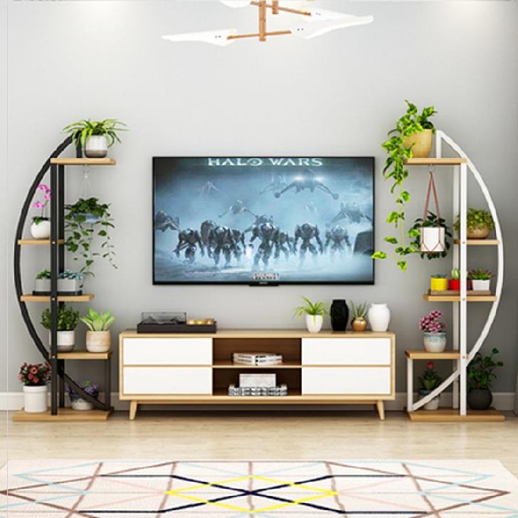 Multilayer Floor Flower Shelf Large Balcony Flowers Shelf Indoor outdoor TV Wall Two sides Living room floor-type object