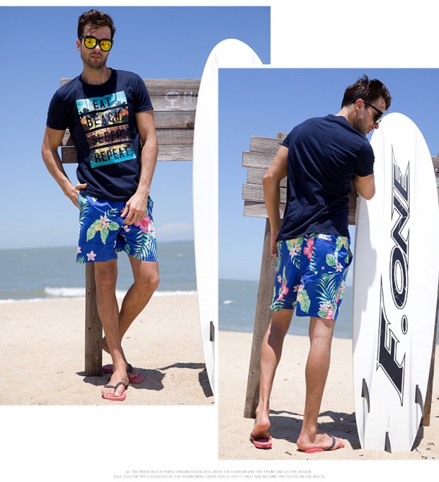 Riders Quần khô bãi biển nam kích thước lớn bãi biển quần short nam giản dị quần short lướt ván thân - Quần bãi biển 	quần đi biển tập thể