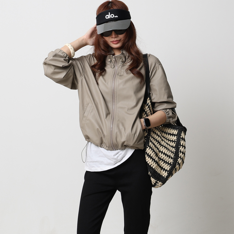 Jiuxi 2026 Autumn New Product Simple Drawstring Hem Stand Collar Short Sheepskin Jacket Aurora Ultra-Thin Jacket Coat Jiuxi 2026 Autumn New Product Simple Drawstring Hem Stand Collar Short Sheepskin Jacket Aurora Ultra-Thin Jacket Coat