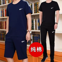 Mùa hè 2018 phù hợp với áo thể thao tay ngắn nam cotton mỏng cổ tròn áo thun giản dị cỡ lớn tập thể dục chạy bộ thể thao bộ quần áo adidas nam mùa đông