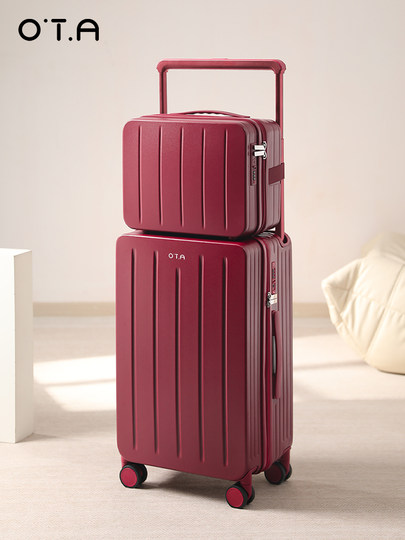 OTA широкий чемодан на тележке, женский новый 20-дюймовый бордовый чемодан для посадки, свадебный ящик для приданого, материнская коробка