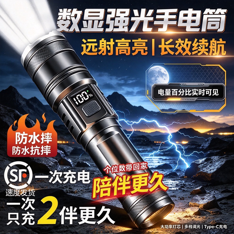 Qingbeite Ultra-Bright Flashlight, Strong Light, Rechargeable, Outdoor Laser, Household Mini, Portable, Durable, Multi-Functional, Long-Range Qingbeite Ultra-Bright Flashlight, Strong Light, Rechargeable, Outdoor Laser, Household Mini, Portable, Durable, Multi-Functional, Long-Range