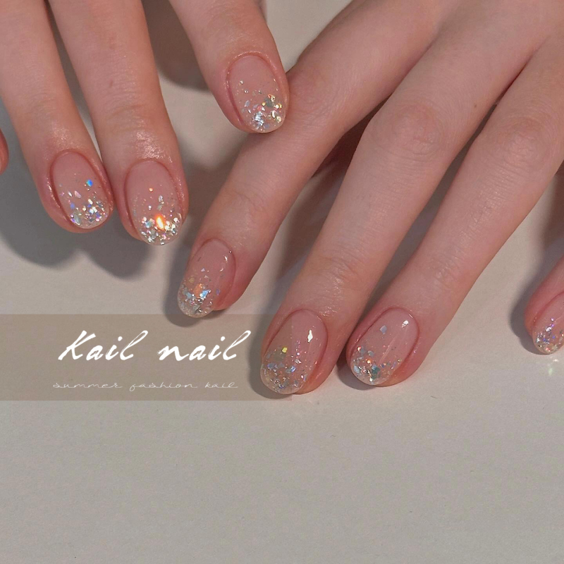 Kail Nail Handmade Nails, Meteor Nails, Explosive Glitter Short Style Niche Wearable Nails, Jelly Glue Patches
