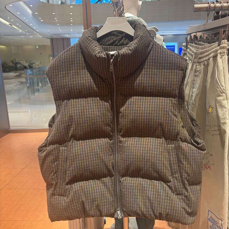 Wljzwfjtur Men's Winter New Casual Retro Plaid Double Zipper Vest Cotton Jacket Uuv160025