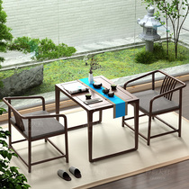 Black walnut tea table and chair combination Zen small apartment home balcony solid wood coffee table new Chinese modern tea table