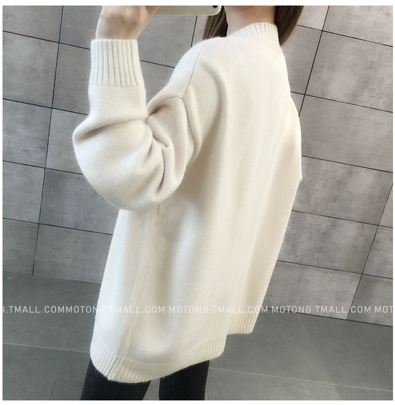 Áo len mùa thu mới 2018 nữ phiên bản Hàn Quốc dành cho nữ dài tay buông xõa dệt kim thêu dệt kim mùa thu đông - Cardigan áo cardigan nữ