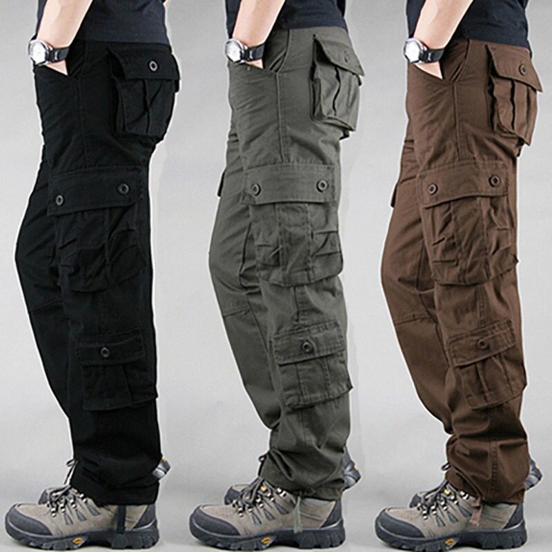 Men's Cargo Pants Casual Plus Size Loose Multi-Pocket Outdoor Pure Cotton Camouflage Pants Sports All-Cotton Pants Wear-Resistant Work Pants