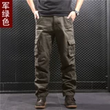 Дорожные хлопковые трендовые износостойкие осенние штаны, оверсайз, свободный прямой крой