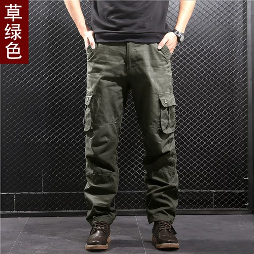 Дорожные хлопковые трендовые износостойкие осенние штаны, оверсайз, свободный прямой крой