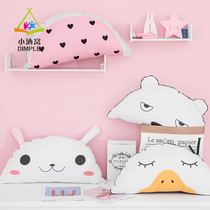 ins cute duck watermelon Korean childrens room crib duckling white bear semicircular pillow head and waist pillow removable and washable