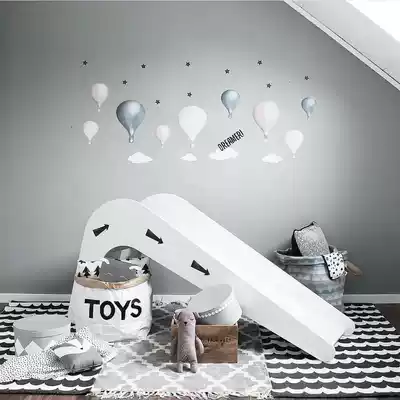 ins Nordic wind slide Children's room indoor amusement park household wooden toy decoration shooting props