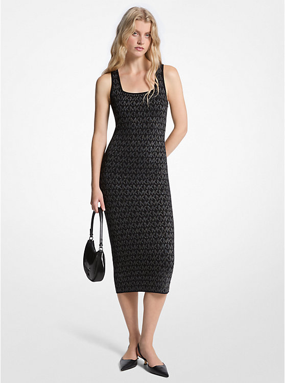Mk Metallic Logo Jacquard Dress