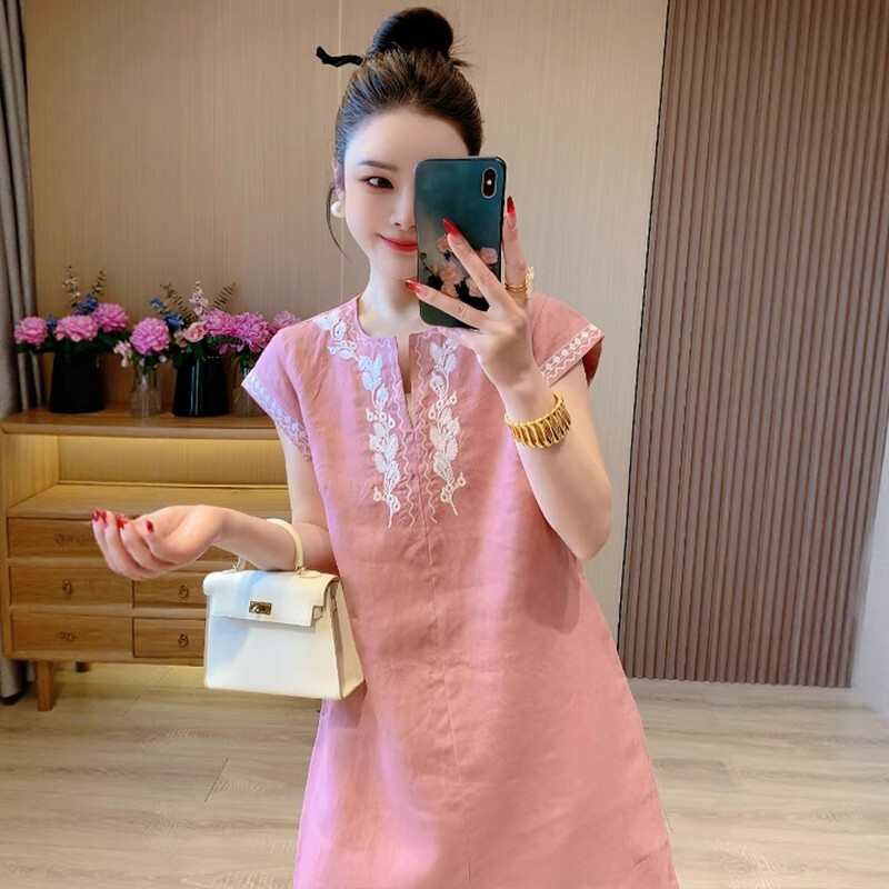 Summer Cotton and Linen Sleeveless Dress 2025 New Style This Year's Popular Hot Item Mid-Length Tank Dress for Women Summer Summer Cotton and Linen Sleeveless Dress 2025 New Style This Year's Popular Hot Item Mid-Length Tank Dress for Women Summer