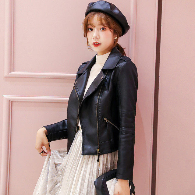 Haining leather leather women 2021 autumn winter new fashion motorcycle gown plus suede jacket sheepskin jacket