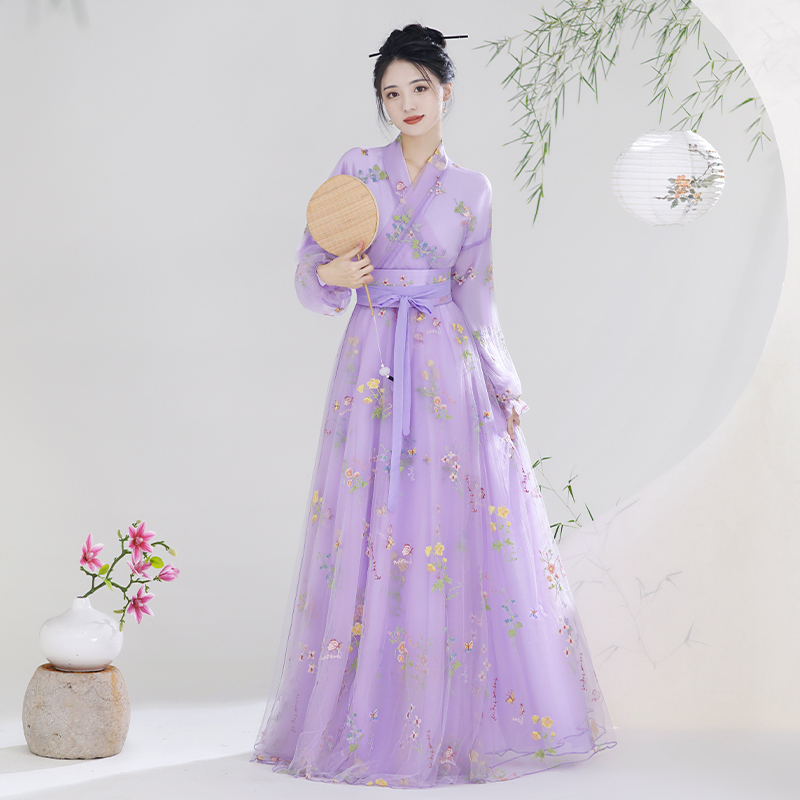 Improved Purple Hanfu Women's Ancient Costume, Super Fairy-Like Ancient Style Ru Skirt, Chorus Dance Performance Dress, 2026 New Model Improved Purple Hanfu Women's Ancient Costume, Super Fairy-Like Ancient Style Ru Skirt, Chorus Dance Performance Dress, 2026 New Model