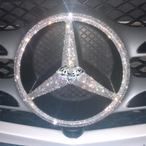  New diamond-encrusted Mercedes-Benz C200LGLAGLKGLESLKCLSCCLAB level front car logo modification decoration car sticker diamond