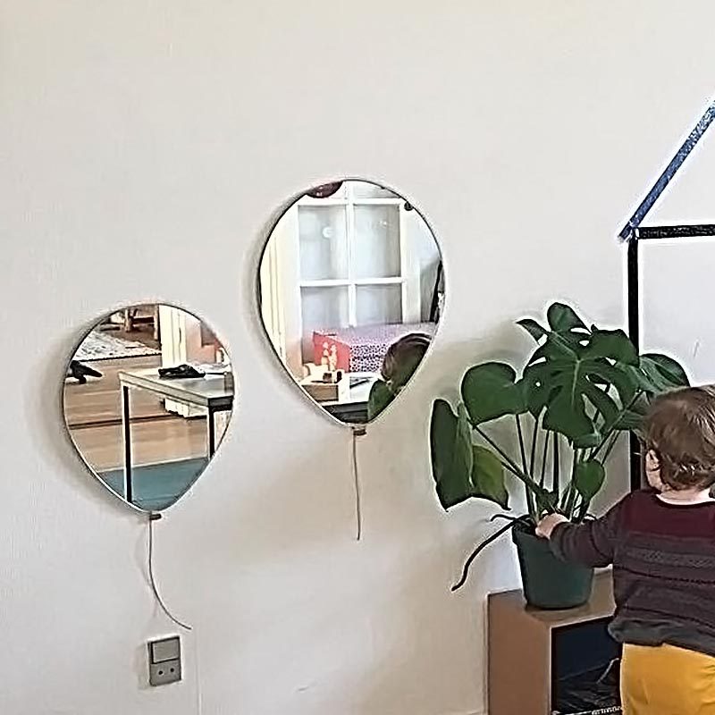 Nordic Makeup Mirror Wall-mounted Stickup Free Creative Children Room Decoration Mirror Ins Wind Bathrooms Genguan Mirror-Taobao