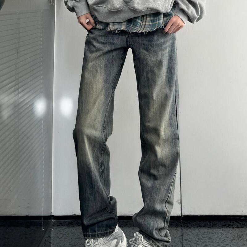 Astro Lab American Retro Blue Jeans Men's Cleanfit Pants Slim Straight Leg Small Feet Bootcut Pants