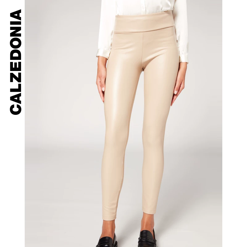 【Скидочная зона】CALZEDONIA Казино носки женские многоцветные кожаный эффект облегающие плоские брюки лосины